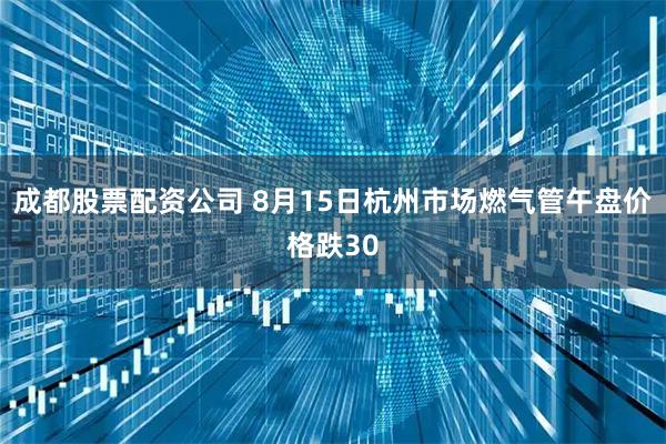 成都股票配资公司 8月15日杭州市场燃气管午盘价格跌30